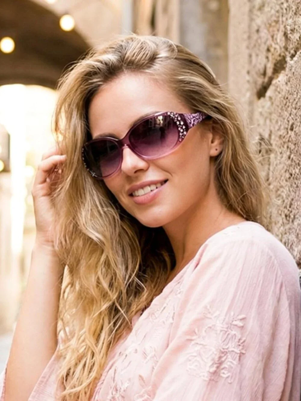 Vivid Vision Women's Polarized Sunglasses - Elegant Rhinestone & Floral Style